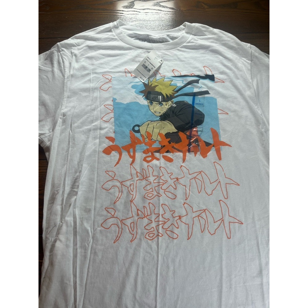 NWT Naruto Shippuden Adult Size Large White T-Shirt VizMedia 2007 Graphic Tee